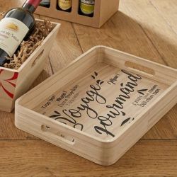 Plateau en bois avec poignée - Voyage gourmand
