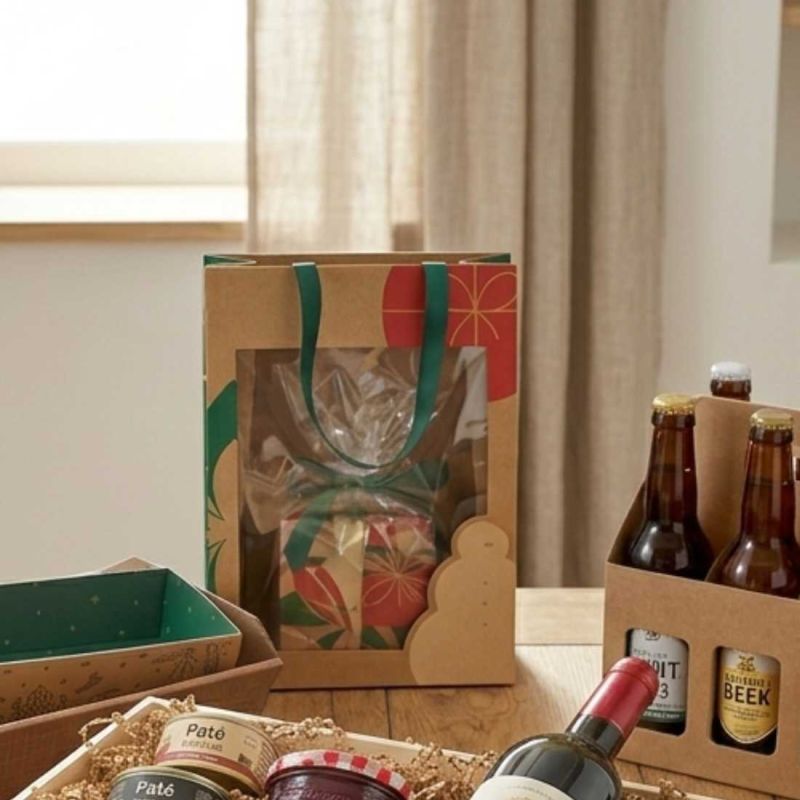 Sac en kraft à fenetre 3 tailles - Noël nature