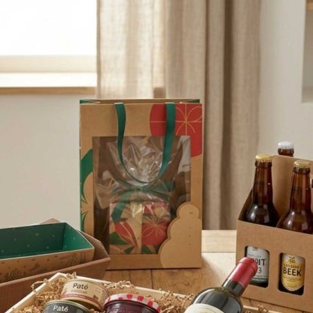 Sac en kraft à fenetre 3 tailles - Noël nature