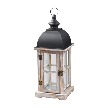 Lanterne en bois blanchi 2 tailles - Jubilé - Grossiste déco de Noël