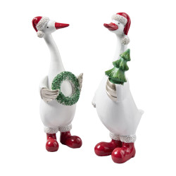 Sachet de 2 oies de noël - Nordlys - Grossiste déco de Noël
