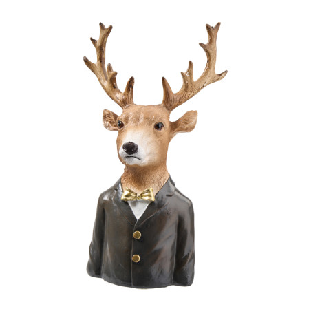 Tete de cerf 30cm brun/noir - Grossiste déco de Noël