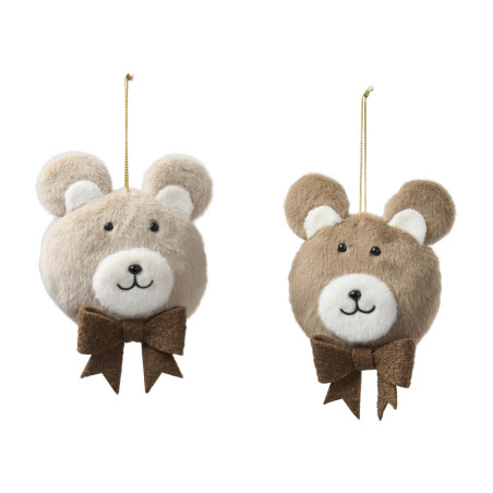 Sachet de 2 ours en tissu a suspendre - Grossiste déco de Noël
