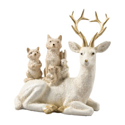 Cerf couche avec animaux - Nova - Grossiste déco de Noël