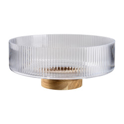 Coupe en verre base bois - Pommepin - Grossiste déco de Noël