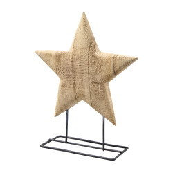Etoile en bois sur pied métal - Joy - Grossiste déco de Noël