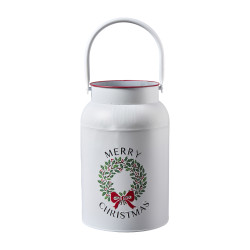 Pot de lait en métal - Merry Christmas - Grossiste déco de Noël