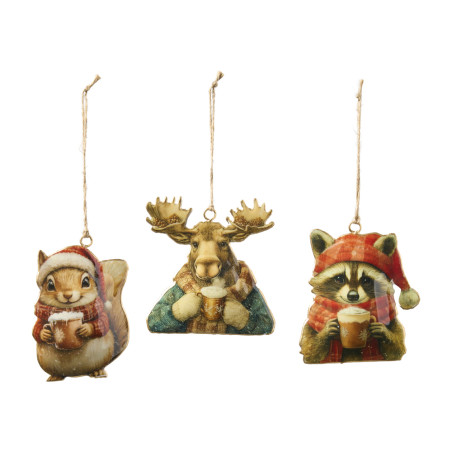 Sachet de 3 animaux de noël en métal - Aurora - Grossiste déco de No