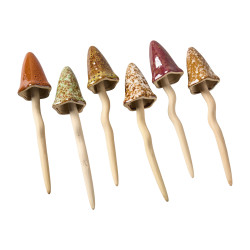 Paquet de 6 champignons pointus en céramique - Grossiste déco de Noë