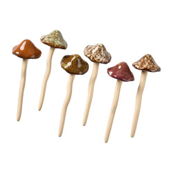 Paquet de 6 champignons plats en céramique - Grossiste déco de Noël