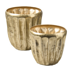 Ensemble de 2 cache-pots champagne - Cactus - Grossiste déco de Noël