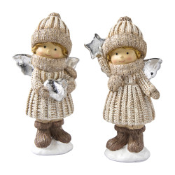 Boite de 2 anges beiges H. 12.5cm - Irisé - Grossiste déco de Noël