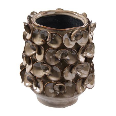 Vase feuilles brunes 2 tailles - Melody - Grossiste déco de Noël