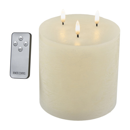 Bougie led 3 mèches crème - Tempo - Grossiste déco de Noël
