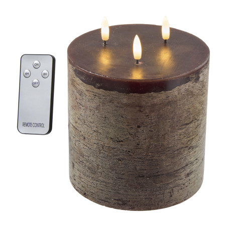 Bougie led 3 mèches marron - Tempo - Grossiste déco de Noël