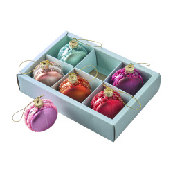 Paquet de 6 macarons en verre - Sucrette - Grossiste déco de Noël