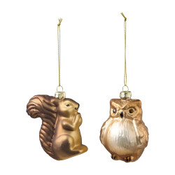 Paquet de 2 suspensions hibou écureuil - Moussa - Grossiste déco de