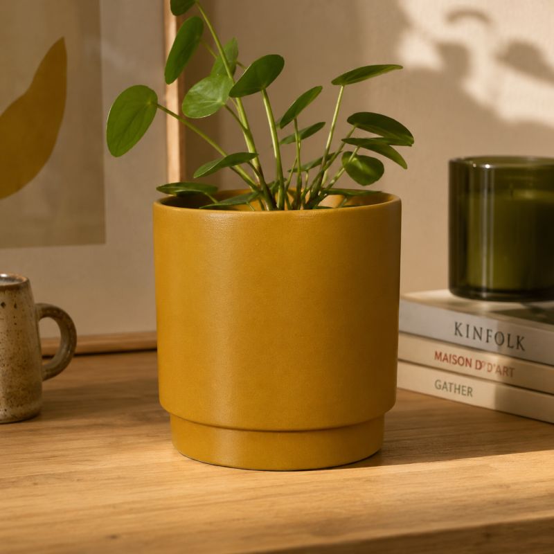 Cache-pot cylindre jaune 4 tailles - Step