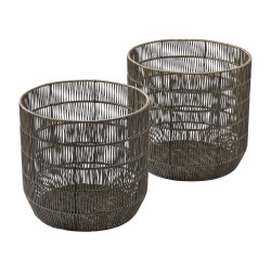 Ensemble de 2 paniers en plastique tréssé - Cascade - Grossiste déco