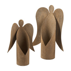 Paquet de 2 anges debouts en métal rouille - Sucré - Grossiste déco