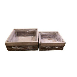 Ensemble de 2 jardinières carrés - Frost - Grossiste déco de Noël