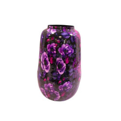 Vase haut en métal motif floral 2 tailles - Violetta - Grossiste déc