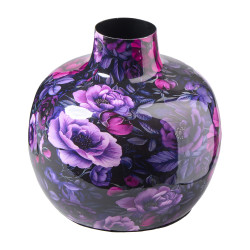 Vase boule en métal motif floral - Violetta - Grossiste déco de Noël