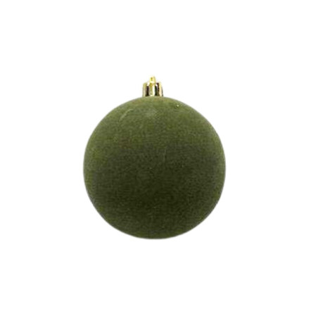 Boule en plastique velours vert 2 tailles - Majesté - Grossiste déco