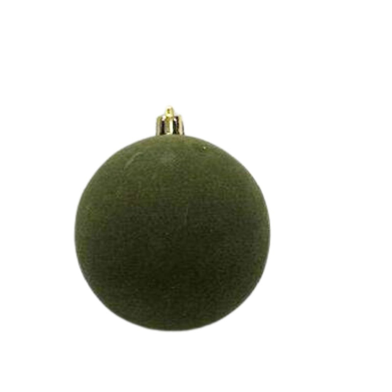 Boule en plastique velours vert 2 tailles - Majesté - Grossiste déco