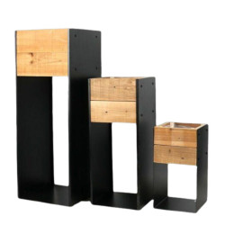 Ensemble de 3 jardinnières bois/metal - Délice - Grossiste déco de N