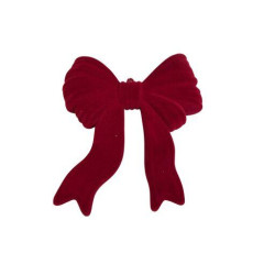 Noeud tissu floque 33 cm bordeaux - Grossiste déco de Noël