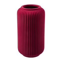 Vase haut avec rainures bordeaux - Eblouy - Grossiste déco de Noël
