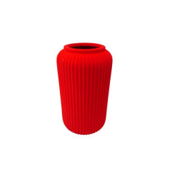 Vase haut avec rainures rouge - Eblouy - Grossiste déco de Noël