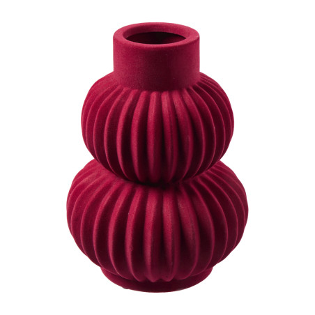 Vase bulbe avec rainures bordeaux - Eblouy - Grossiste déco de Noël