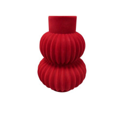 Vase bulbe avec rainures rouge - Eblouy - Grossiste déco de Noël