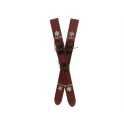Paire de ski en bois et métal rouge