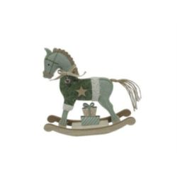 Paquet de 4 chevaux à bascule en laine et bois
