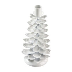 Bougeoir en métal pomme de pin gris 2 tailles - Jingle - Grossiste en décoration de noel pour professionnels