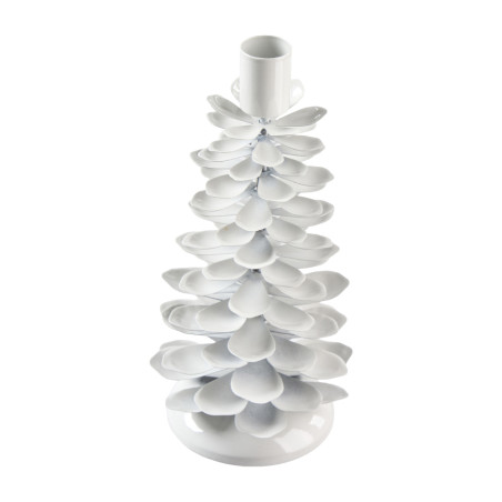 Bougeoir en métal pomme de pin gris 2 tailles - Jingle - Grossiste en décoration de noel pour professionnels