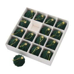 Boite de 16 boules vert foncé - Starlit - Grossiste en décoration de noel pour professionnels