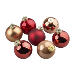 Boite de 49 boules en verre mix cuivre/chocolat - Icicle - Grossiste en décoration de noel pour professionnels