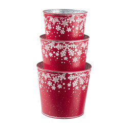 Ensemble de 3 cache-pot en métal - Snowdrop - Grossiste en décoration de noel pour professionnels