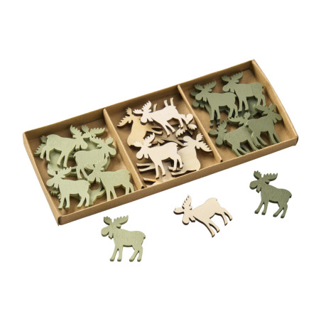 Boite de 72 cerfs en bois - Hazelnut - Grossiste en décoration de noel pour professionnels