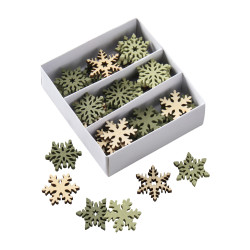 Boite de 108 flocons en bois - Pinecone - Grossiste en décoration de noel pour professionnels