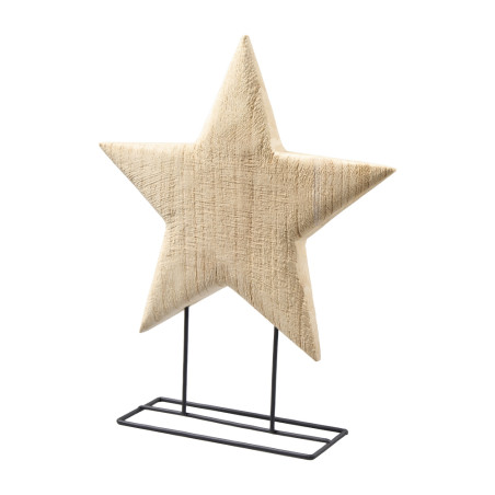 Etoile en bois sur support métal - Firwood - Grossiste en décoration de noel pour professionnels