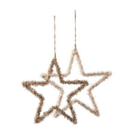 Etoile à suspendre en fourrure brun - Woodland - Grossiste en décoration de noel pour professionnels