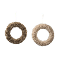 Ensemble de 2 couronnes en fourrure - Woodland - Grossiste en décoration de noel pour professionnels