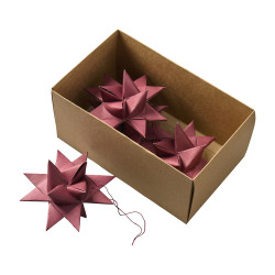 Boite de 4 étoiles en papier 10cm bordeaux - Spruce - Grossiste en décoration de noel pour professionnels