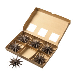 Boite de 6 étoiles en papier 9cm café - Spruce - Grossiste en décoration de noel pour professionnels
