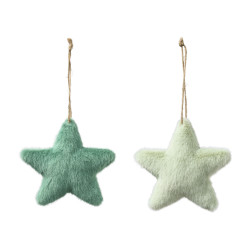 Sachet de 6 étoiles en tissu à suspendre - Garland - Grossiste en décoration de noel pour professionnels